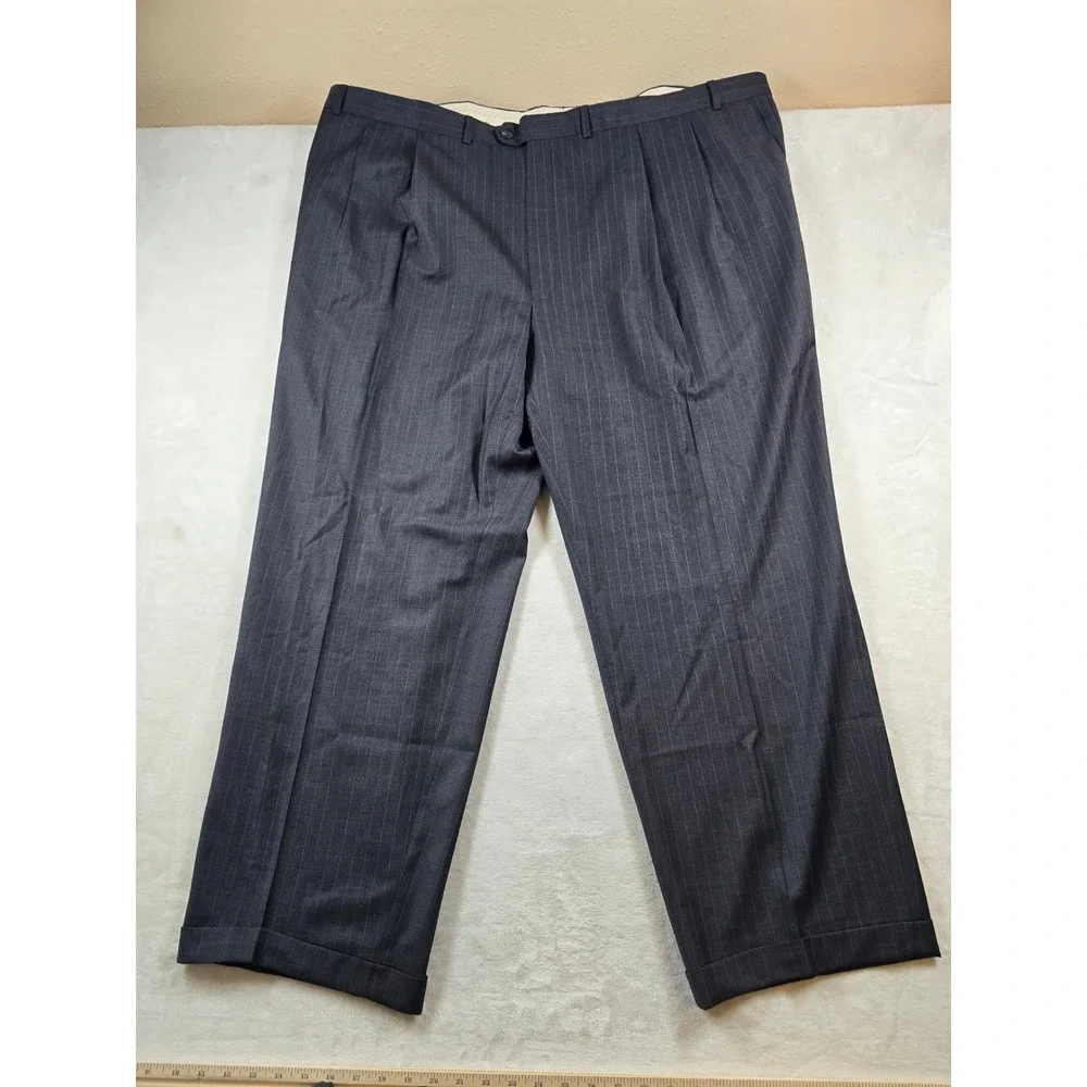 LRL Ralph Lauren Wool Suit Mens 58L 2 Piece Pants 50x31 Big Tall Gray Pinstripe